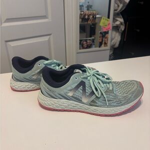 New Balance Women's Mint Green Sneakers with Coral Accents